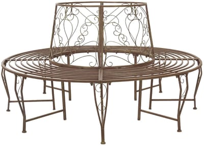 vidaXL - Boom - Bank - 8-Aantal - zitplaatsen - Ø - 160 - x - 89 - cm - Staal - Antiek - Bruin