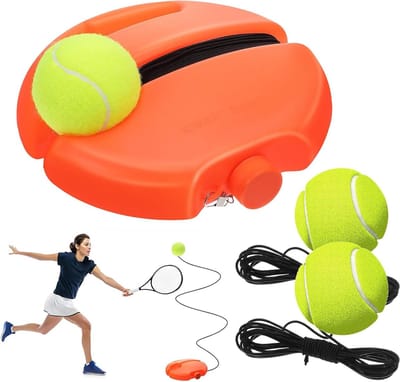 Tennistrainer Met Rebounder - Solo Trainingssysteem - Verbeter Swing - Inclusief 3 Ballen - 20x20x4 CM - Oranje