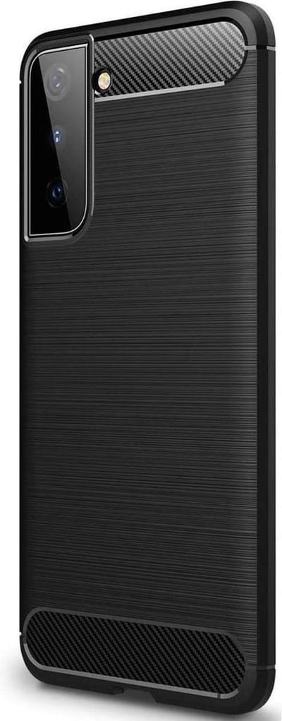 Geborsteld TPU Hoesje Geschikt voor Samsung Galaxy S21 | Beschermhoes | Back Cover | Flexibel TPU | Stijlvol Carbon | Dun | Zwart