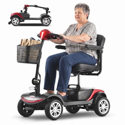 Sweetrich S1 Sport Scootmobiel 4 Wielen – Opvouwbaar – 300W Motor – 15-25 km Actieradius – Draaibare Stoel – 136 kg – Rood