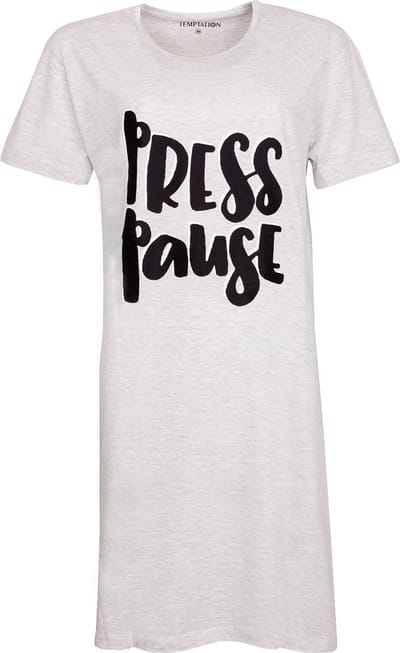 Temptation Dames Nachthemd - Bigshirt - Licht Grijs - Maat S