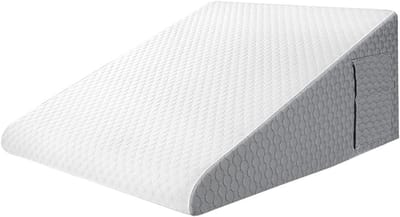 Wigvormig Kussen - Orthopedische Rugsteun - Zure Reflux Verlichting - Traagschuim Vulling - 61*61*25.5cm - Wit