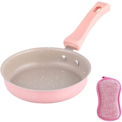 Dailygoods- Koekenpan Antiaanbak - Roestvrij Staal - 12 cm - Inclusief Spons Afwasborstel - Multifunctionele Pan - Duurzaam en Makkelijk te Reinigen - Kookpan