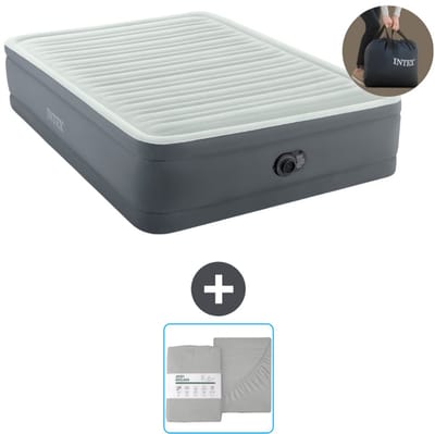 Intex Luchtbed - 2-Persoons - 152 x 203 x 46 cm - Grijs - Inclusief pomp en Hoeslaken