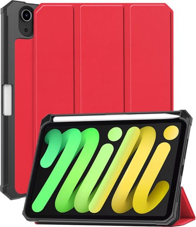Hoes - Geschikt voor Apple iPad Mini 7 (2024) - 8.3 inch - 7e Generatie - Dun & Stevig - Trifold Bookcase - Hard Cover Case - Met Uitsparing Geschikt voor Apple Pencil - Hardcover Book - Tablet Hoesje - Rood