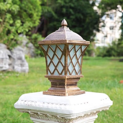 Buitenlantaarn Met Paalkap - Tuinlamp Staand - Terras Verlichting - Waterdicht Aluminium - 38 cm Hoog - Brons