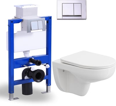 HOROW Hangtoilet - Wandtoilet zonder frame - incl. softclose toiletbril - incl. Inbouwreservoir