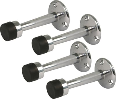 AMIG Deurstopper/deurbuffer - 4x - 75mm - muurbevestiging - verchroomd messing