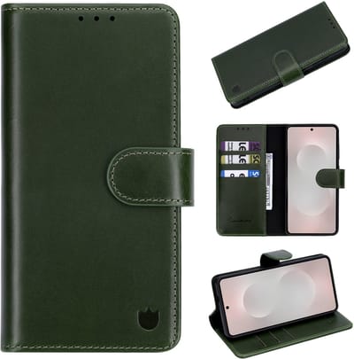 Casemania Echt Leren Hoesje Geschikt voor Samsung Galaxy S26 - Forest Green - Leer 2 in 1 Magnetisch Afneembare Book Case - Portemonnee Hoes met Pasjeshouder - Geschikt voor MagSafe