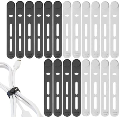 Dailygoods- Kabelbinders Herbruikbaar - 20 Stuks - Kabelorganiser - Kabelclips - Hoofdtelefoonhouder - Kabelopwikkeling - Siliconen Materialen