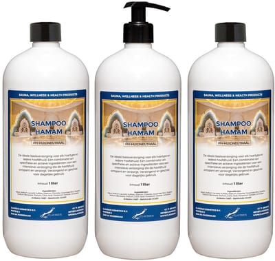 Shampoo Hamam 1 liter met zwarte pomp - set van 3 stuks - voordeelverpakking - haarverzorging