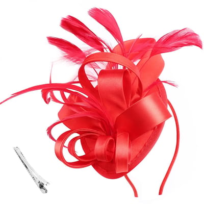 Dailygoods- Fascinator Dames - Vintage Hoofddeksel - Hoed met Linten/Veren - Hoofdband/Clip - Feestelijke Accessoire - Geschikt voor Bruiloft/Tea Party