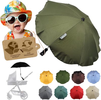Kinderwagen parasol - Buggy zonnescherm - Baby beschermen - Universele houder - 3 cm diameter - Olijfgroen