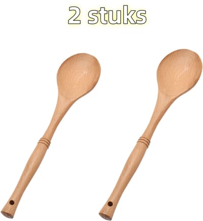 2-delige set - Lepel - Soeplepel - Lepel met lange steel - Houten soeplepel - Geschikt voor gebruik in de keuken - 30,5 cm x 6,5 cm