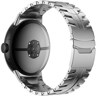 Titanium bandje - RVS - geschikt voor Google Pixel Watch 4 (45mm) / Pixel Watch 3 (45mm) - stalen schakelband met vlindersluiting - zilver