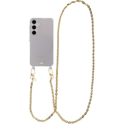 xoxo Wildhearts siliconen hoesje - Geschikt voor Samsung Galaxy S25 hoesje - Dreamy - Telefoonhoesje - Hoesje met koord - Gouden ketting - lang telefoonkoord - Transparant hoesje (lange variant)