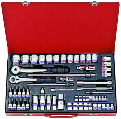 62-delige doppenset 1/4" 3/8" 1/2" 12-kant 4-32mm