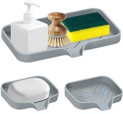 Siliconen Sponshouder Set - 3 Stuks Keukenzeepbak en Gootsteenorganizer
