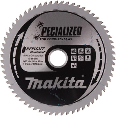 Makita Cirkelzaagblad voor Aluminium | Specialized | Ø 216mm Asgat 30mm 63T - E-16916