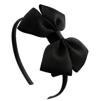Zwart haarband dames met grote strik – elegante satijn look haar accessoire – klassiek haarband met strik voor feest, school of dagelijks gebruik