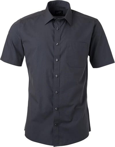 Daiber Herenshort Poplin Shirt met korte mouwen (Koolstofgrijs)