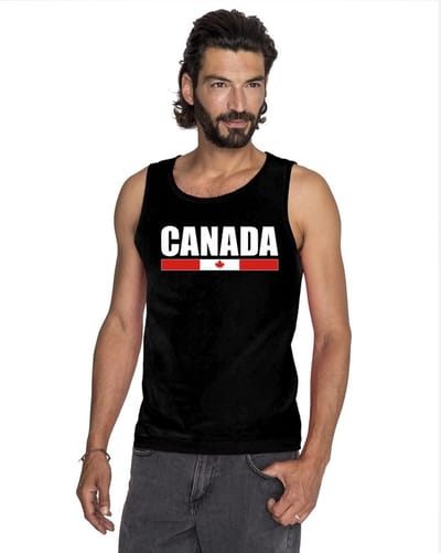 Zwart Canada supporter mouwloos shirt heren - Canada singlet shirt/ tanktop S