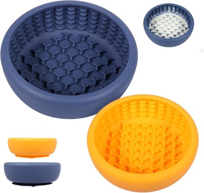 Famanu - Hondenbakbakjes, siliconen, 2 maten, antislip, anti-schrokbak, zachte voederbak met zuignapbasis voor kleine en middelgrote honden, vaatwasmachinebestendig (stijl 1, 2 stuks)