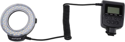 Verstelbare Macro Ring Flitser met 48 LED's, LCD-display, 9 Adapterringen en 2 Diffusers voor DSLR Camera's - Ideaal voor Nauwkeurige Belichting en Creatieve Fotografie