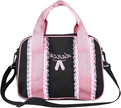 Kinderhandtas - Sporttas Dans - Dansspullen Vervoeren - Geborduurde Versieringen - 30 x 12 x 22 cm - Zwart
