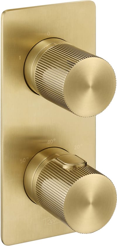 Ben Engraved Line douchethermostaat afbouwdeel met omstelrichting geborsteld messing pvd-coating
