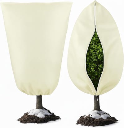 Eén stuk Winterbescherming voor potplanten, winterbescherming voor planten, palmbomen, olijfboom, 100cm*160cm,Gebroken wit