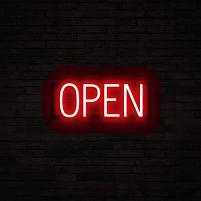 OPEN - Lichtreclame Neon LED bord verlicht | SpellBrite | 42 x 16 cm | 6 Dimstanden & 8 Lichtanimaties | Reclamebord neon verlichting