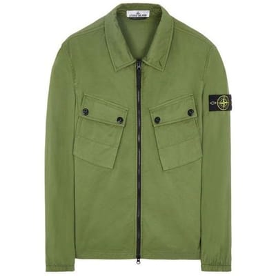 Stone Island Kompas Patch Rits-up Shirt Groen Heren BuitenKleding 771510910-V0058 M gray