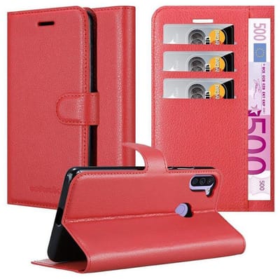 Cadorabo Hoesje geschikt voor Samsung Galaxy A11 / M11 in KARMIJN ROOD - Beschermhoes met magnetische sluiting, standfunctie en kaartvakje Book Case Cover Etui