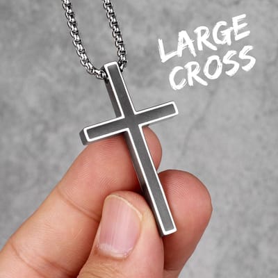 Eenvoudige Zwarte Kruis Lange Mannen Ketting Hangers Ketting Punk voor Vriend Mannelijk Roestvrij Staal Sieraden Creativiteit Cadeau Groothandel Without Chain