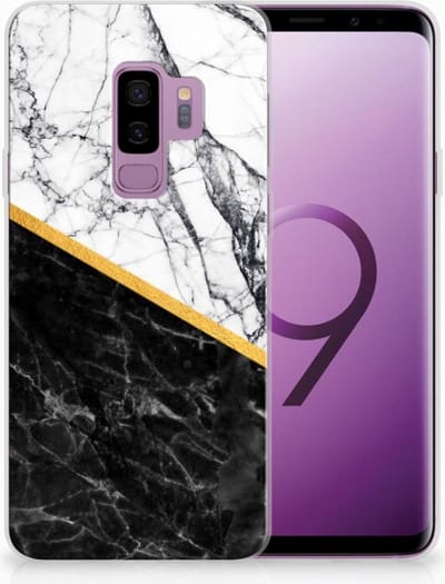 Samsung Galaxy S9 Plus TPU Siliconen Hoesje Marmer Wit Zwart - Origineel Cadeau Man