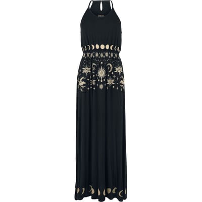 Gothicana by EMP - Gothic Maxi-jurk - Maxi jurk met zon, maan en sterrenprint - S tot XXL - voor Vrouwen - zwart