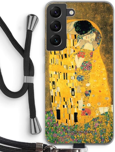 Case Company® - Hoesje met koord geschikt voor Samsung Galaxy S22 hoesje met Koord - Der Kuss - Telefoonhoesje met Zwart Koord - Bescherming aan alle Kanten en Over de Schermrand