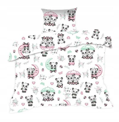 Kinderbeddengoed Panda 100x135 cm met kussenlus 40x60 cm - Katoen