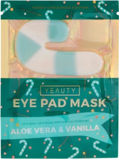 Kerst Yeauty Oogpads - X-Mas Candy Cane Groen-Wit | 1 paar Oogmasker - Met hyaluronzuur, aloë vera en vanille-extract