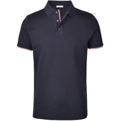 Moncler Monochrome Logo Patch Korte Mouw Poloshirt Heren tops Blauw 8A7340084556773 M black