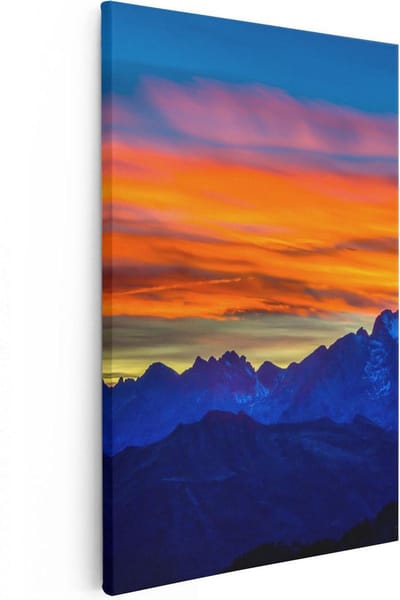 Artaza Canvas Schilderij Zonsondergang - 20x30 cm - Klein - Wanddecoratie Bergen - Muurdecoratie Landschap - Schilderijen Op Canvas Natuur