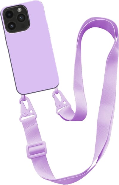 Smartphonica Hoesje met breed koord voor iPhone 13 Pro siliconen back cover met zachte binnenkant - Paars geschikt voor iPhone 13 Pro