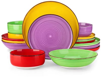 Belviano Serviesset Festivo - 16 delig - 4 persoons - Rainbow - Dinerborden - Bordenset - Diepe borden - Ontbijtborden - Servies - Keukenservies