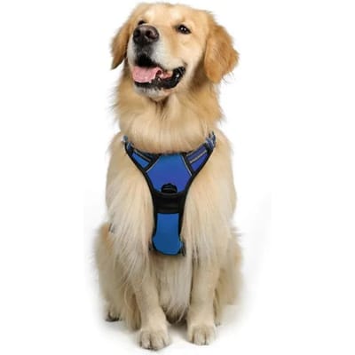 Harnais anti-traction pour chien avec clips de laisse réglable, rembourré doux, réfléchissant, Oxford, sans étranglement, poignée de contrôle facile pour grands chiens M noir