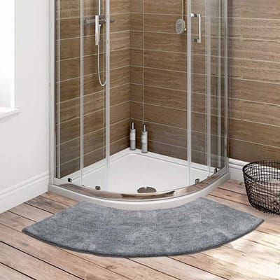 Dailygoods- Hoekdouchemat Antislip - Microvezel Badmat - Wasbare Douchemat - Pluizig Tapijt - Gebogen Badmat - Kwadrant Vorm