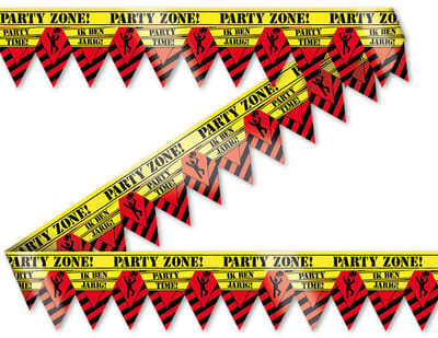 Q2P - Afzetlint - Jarig! - Verjaardag Versiering - Verkeersbord - Tape - 12 Meter - Feest Versiering