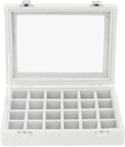 Dailygoods- Sieradenbox met 24 Compartimenten - Velours - Transparante Deksel - Organiser - Perfect Cadeau - Elegant Ontwerp - Juwelendoos
