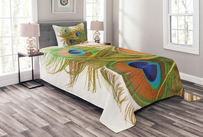 ABAKUHAUS pauw bedsprei set – 170x220 cm – 2-delig, multikleur, voorzijde bedrukt, luchtdoorlatend