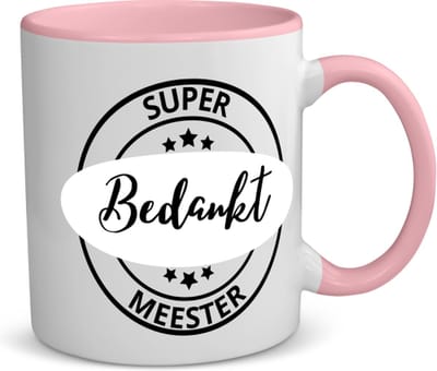 Akyol - super bedankt meester koffiemok - theemok - roze - Meester - een meester - school - verjaardagscadeau - afscheidscadeau - kado - gift - 350 ML inhoud